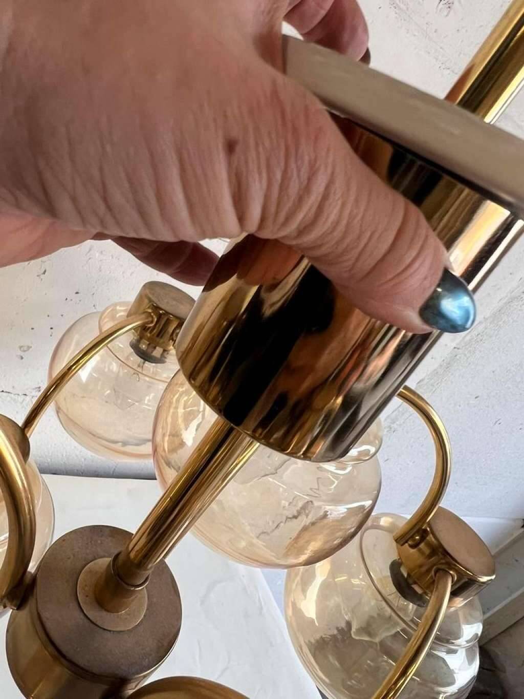Vintage “golden” sciolari style hanging lamp with 12 light points