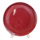 Large antique red cake plate – checkered pattern – attributed to Saint-Clément 🍒