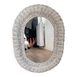 White rattan mirror