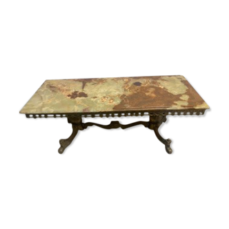 Green and brown marble table