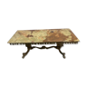 Green and brown marble table