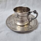 Solid silver cup (and saucer) late 19th century minerve