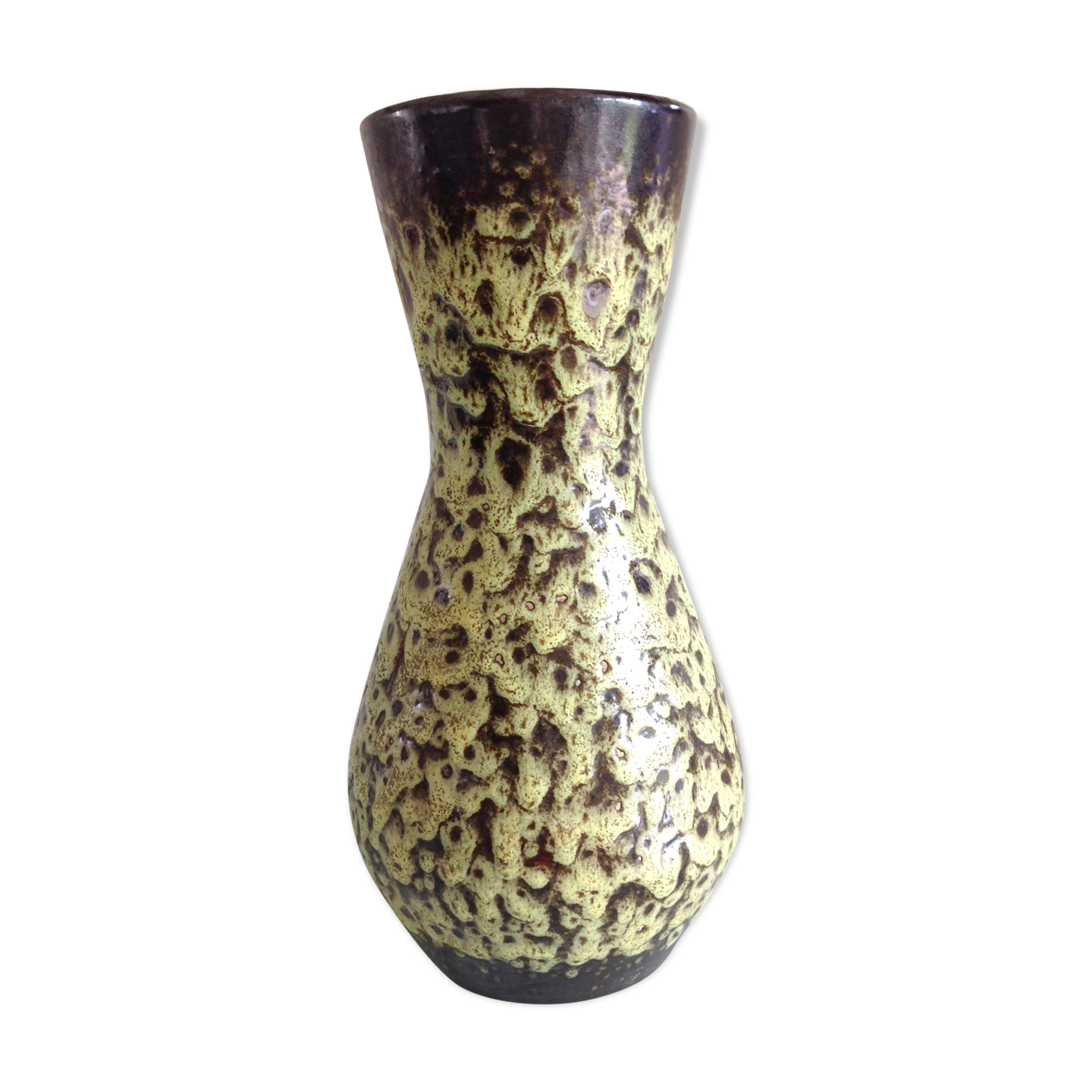 Fat Lava olive green cerals vase, vintage 60/70