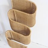 rattan wave wall-mounted magazine holder