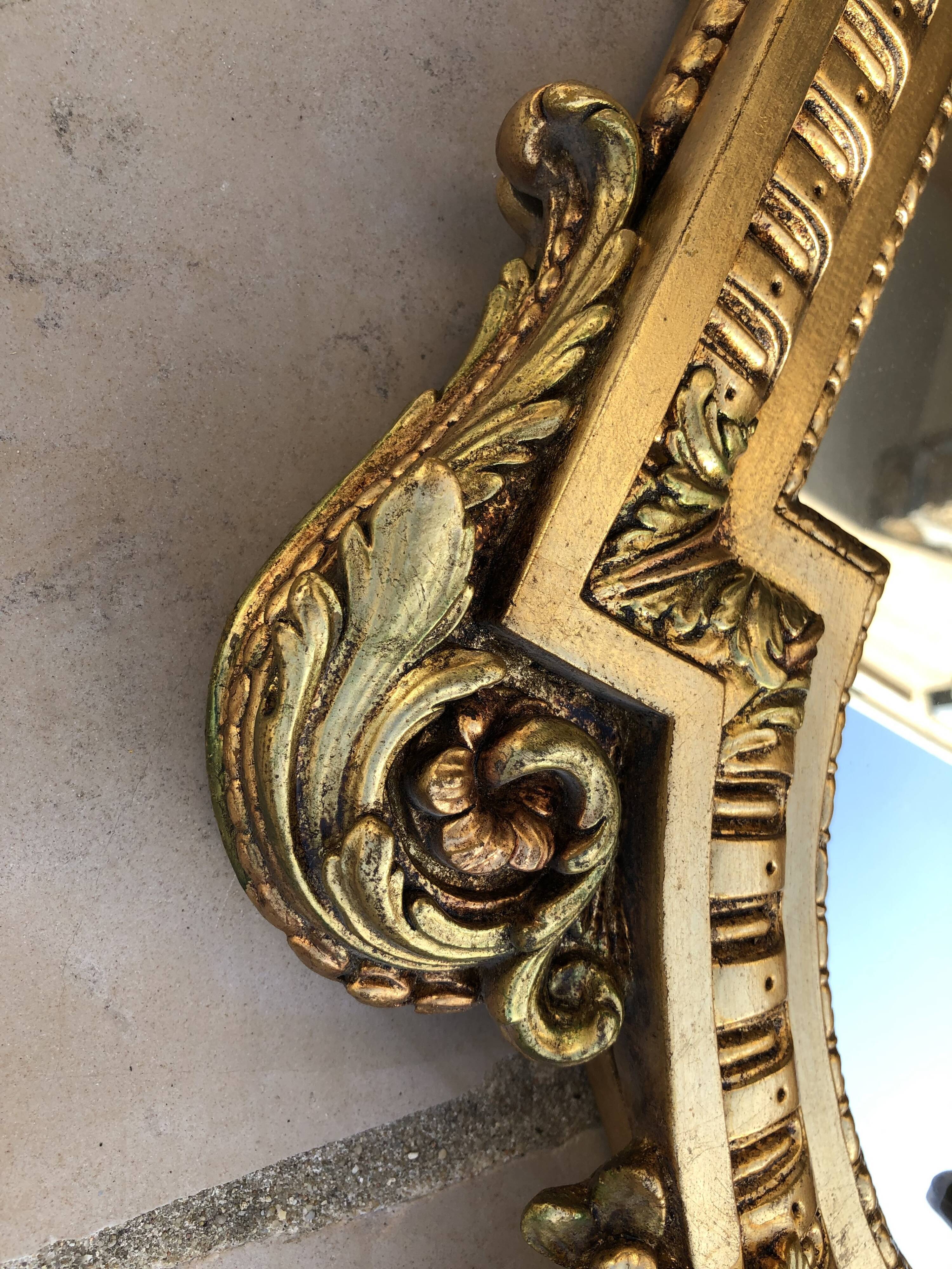 Gilded wooden mirror Regency style 54 x 95 cm