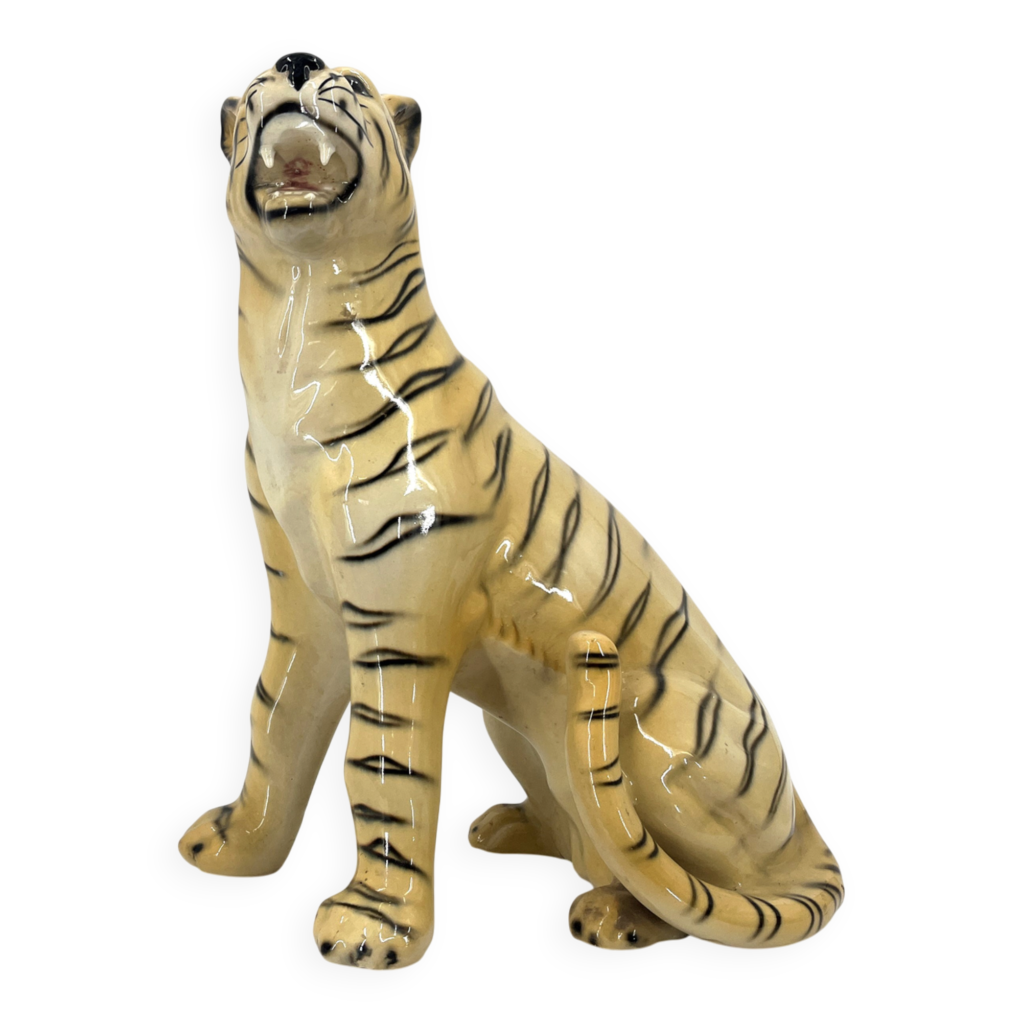 Ceramic hand painted leopard, 1960s Italy