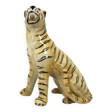 Ceramic hand painted leopard, 1960s Italy