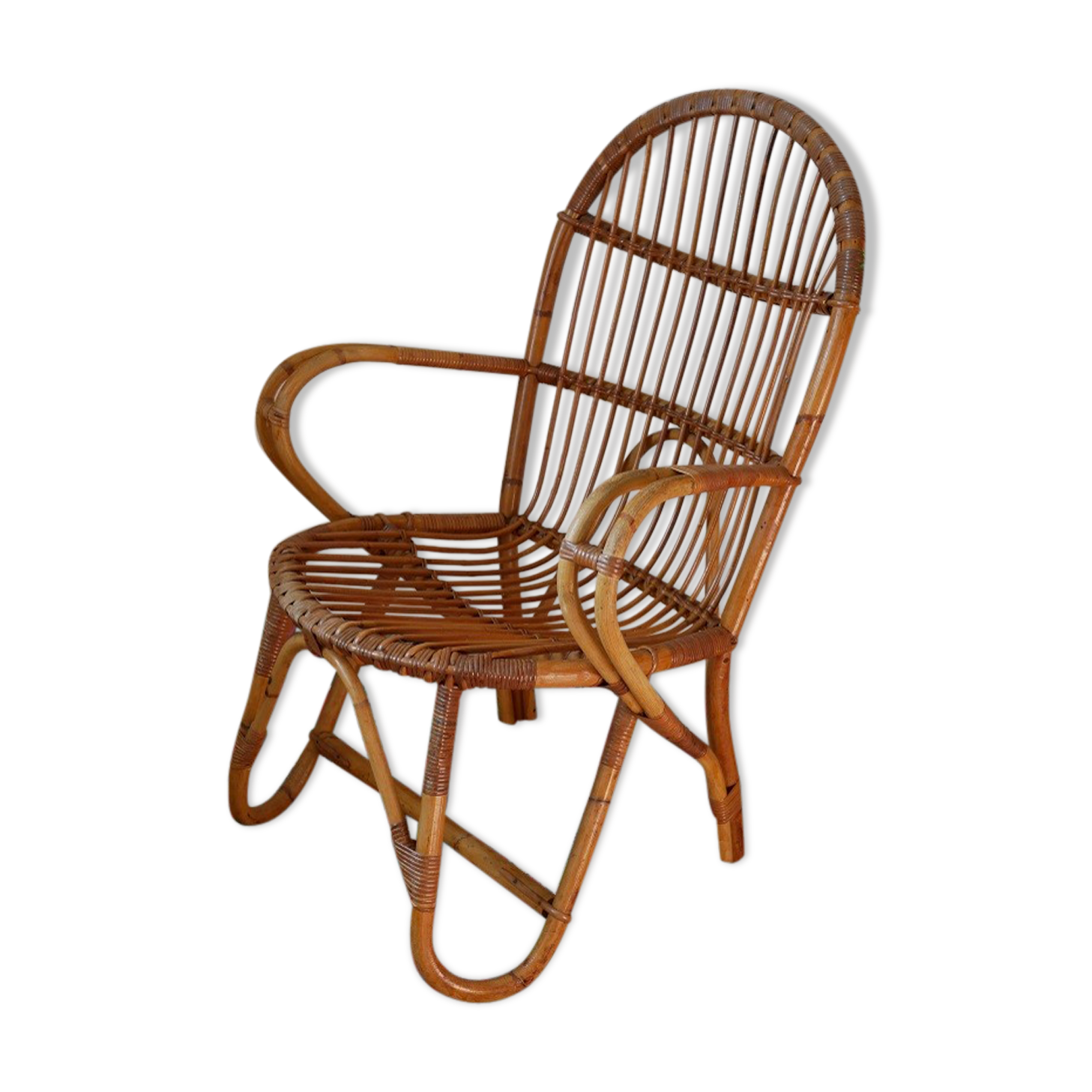 Armchair in rattan of the 1960s