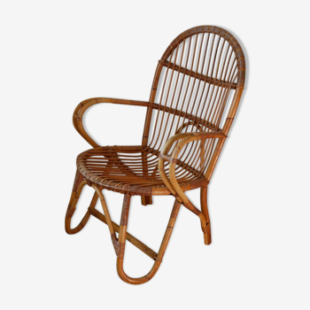 Armchair in rattan of the 1960s