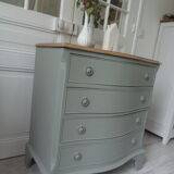 Vintage chest of drawers green of gray, 4 drawers, wooden top