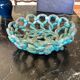 Pottery basket of braided earthenware for fruits dimension: H-9,5cm- D-25,5cm-