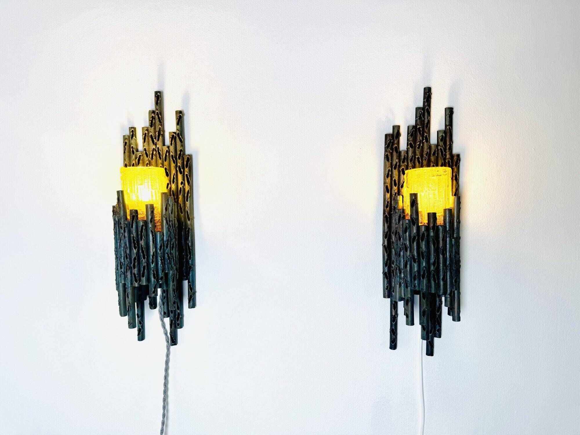 Brutalist Wall Lamps By Marcel Fantoni For Fantoni Studio Firenze, Italy 1960S