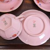 Epiag Czechoslovakia 27-piece art deco pink porcelain coffee set