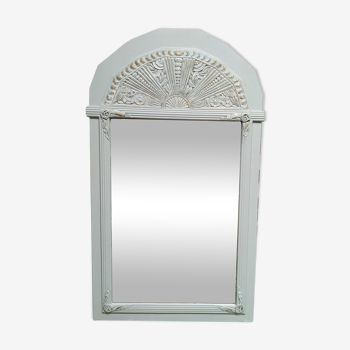 White and gold patinated sculpted mirror