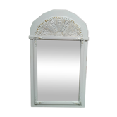 Miroir sculpté patiné blanc et doré