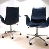 Set of 2 Kill International 6727 leather office chairs by Fabricius & Kastholm