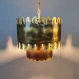Brutalist hanging lamp, type 6399 in oxidised brass by Svend Aage Holm Sørensen Denmark