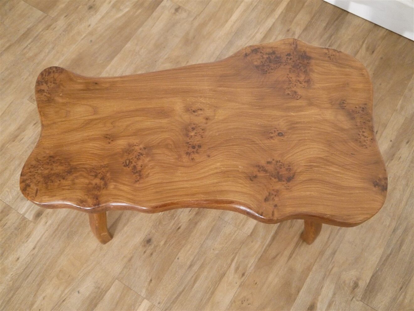Brutalist free form coffee table in solid elm 1970