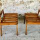Pair of slatted side tables, Scandinavian style, 60s