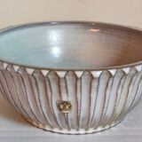 Vintage fluted enameled earthenware potter's salad bowl
