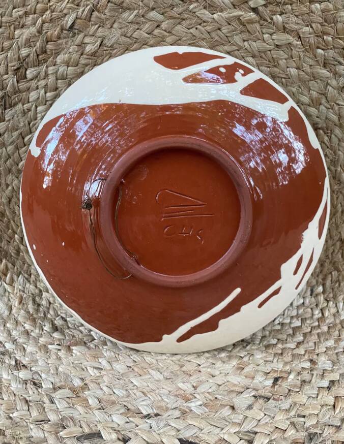 Plate with scarified decoration, signed CHS, Cyprus