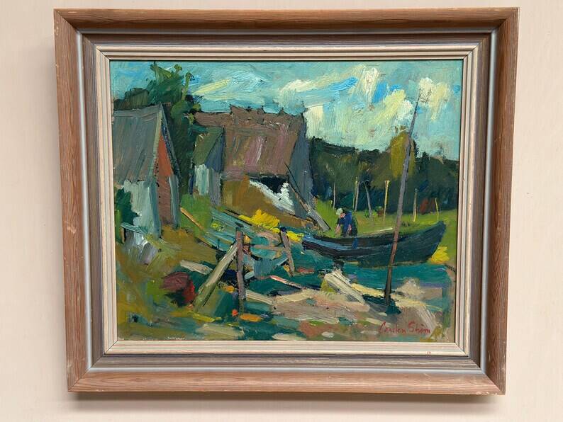 Original Swedish Oil on Panel – "Vid Knabäck, Skåne" by Carl-Axel Schwieler – Signed – Vintage & Framed – 59 × 50 cm (23.2" × 19.7")