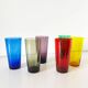 Lot de 6 verres colorés en verre soufflé 1960
