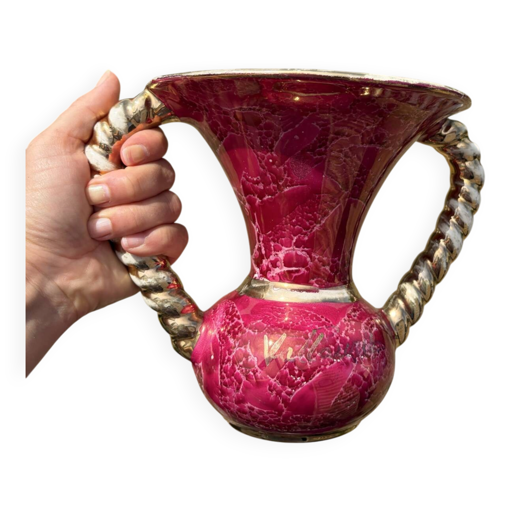 Twisted vase Vallauris rose gold vintage