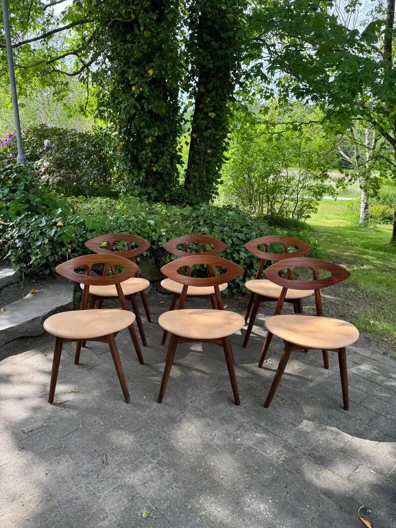 Ensemble de 6 chaises en teck par Ejvind A. Johansson - Modèle 84, Danemark, 1961