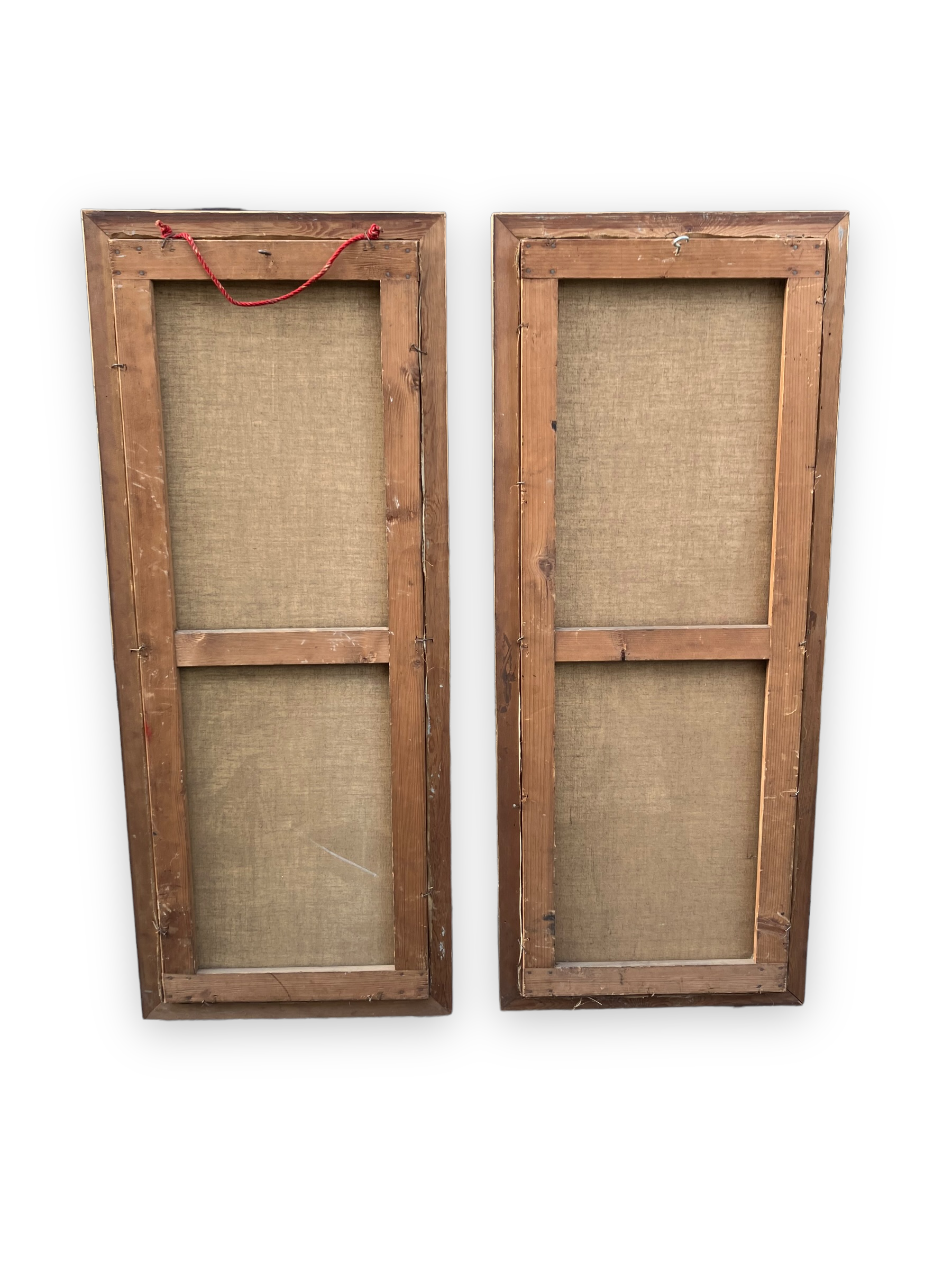 Pair of Japanese Oils On Canvas Birds By The River signed JANE