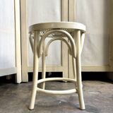 Stool in white curved beech and cane