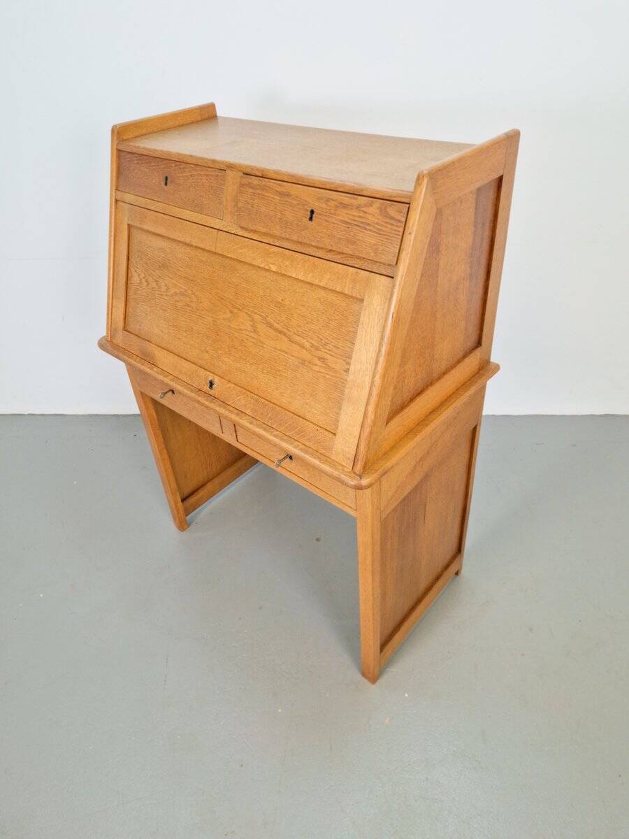 Art Deco Arts & Crafts Secretary in Natural Oak, 1930s
