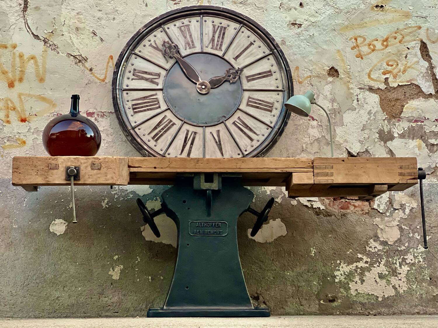 Industrial workbench with cast iron base