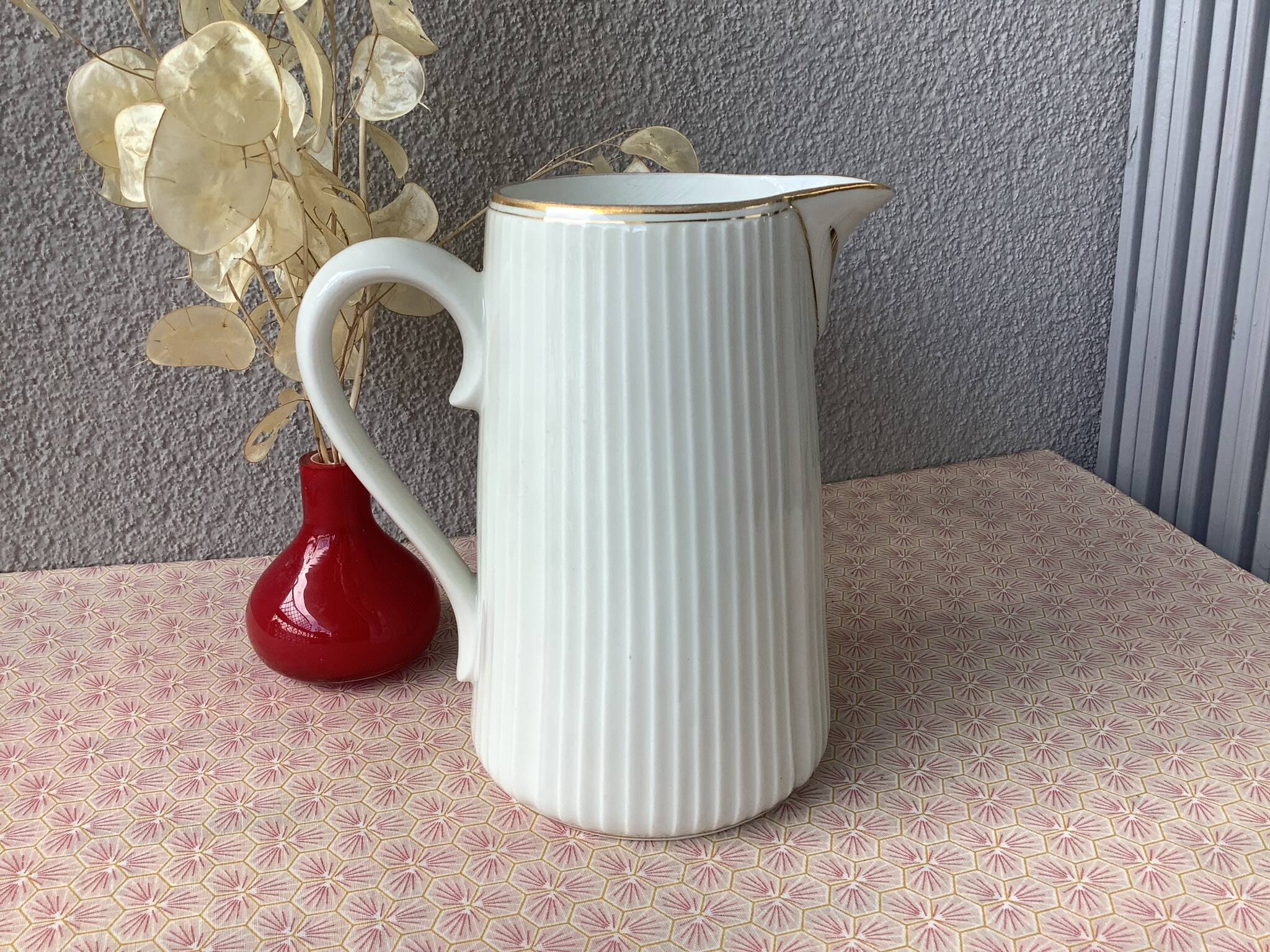 Faceted porcelain art deco pitcher