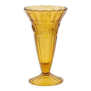 Vintage amber vase Verreries Scailmont