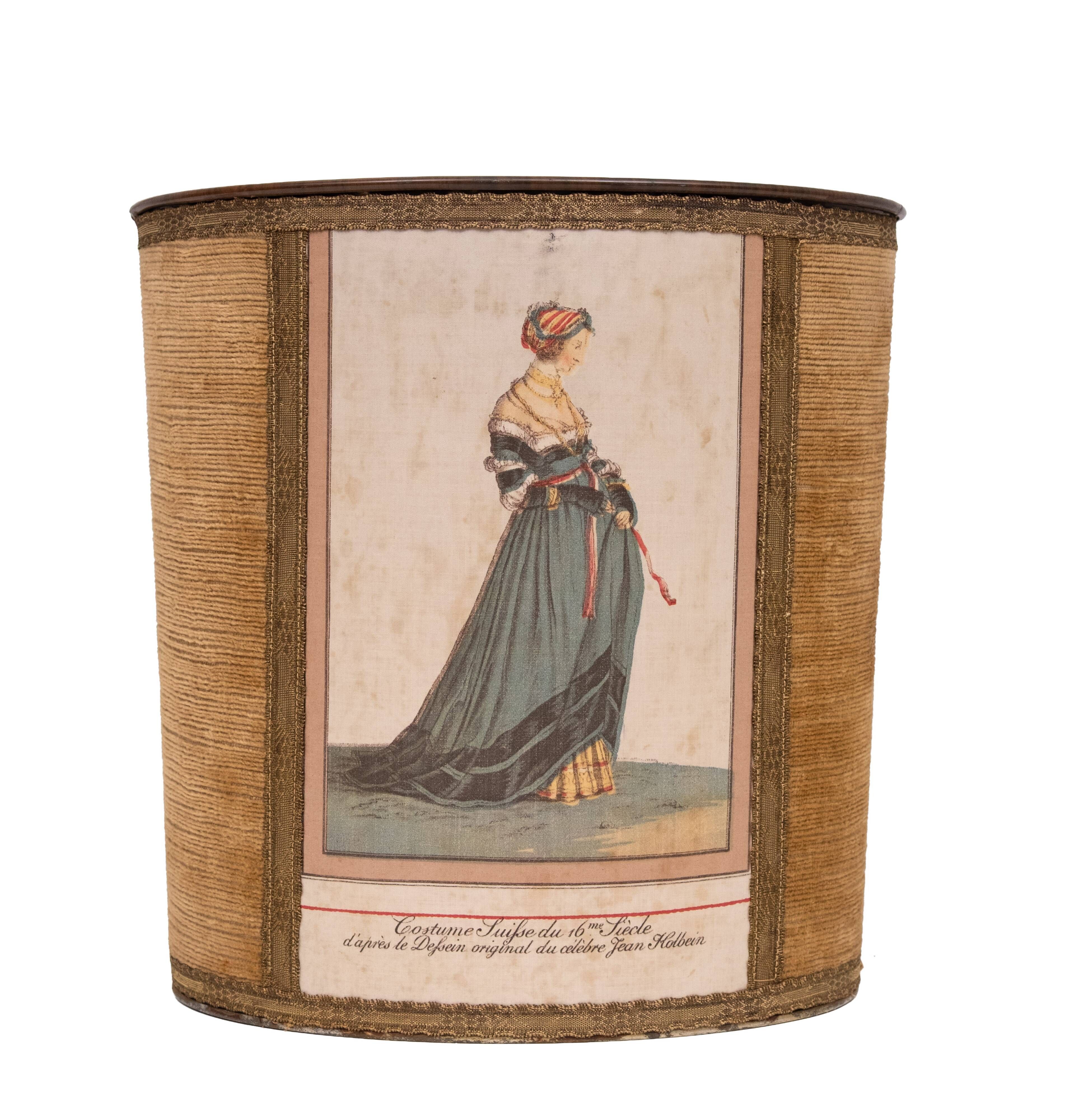 Brown Velvet Paper Basket Jean Holbein 1950s France