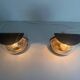Pair of bronze and glass wall lights from the mid-century, 1960, Italy.