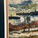 Large Original Swedish Oil on Panel – “Landscape with Houses and Trees” by Stig Hallblom – Signed – Vintage & Framed 90×59.5cm (35.4"×23.4")