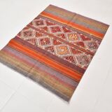 4x5 Multicolor Turkish Kilim Rug, 113x135Cm
