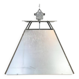 Large Silver Industrial Factory Pebdant Lamp, 1970s
