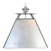 Large Silver Industrial Factory Pebdant Lamp, 1970s