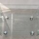 Glass coffee table on wheels