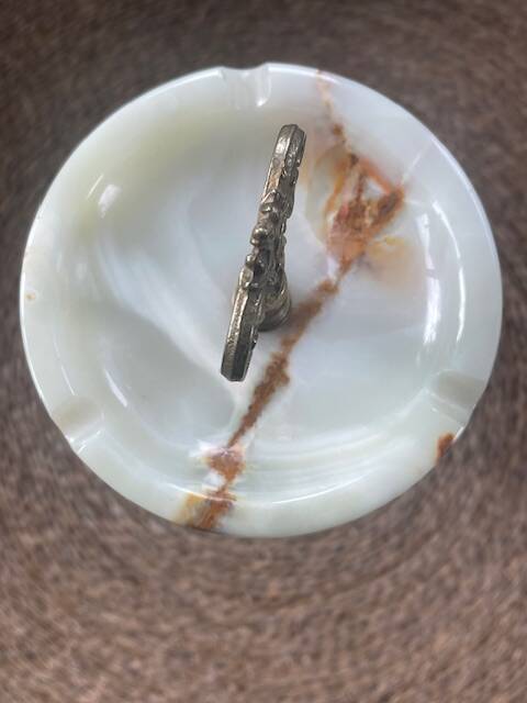 Onyx and brass ashtray