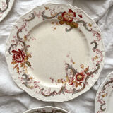 6 polychrome ironstone dinner plates "Wentworth" by Emile Bourgeois