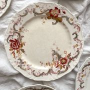 6 polychrome ironstone dinner plates "Wentworth" by Emile Bourgeois