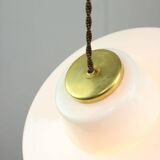 Mid-century Modern Italian Brass and White Glass Pendant Lamp, 1960s
