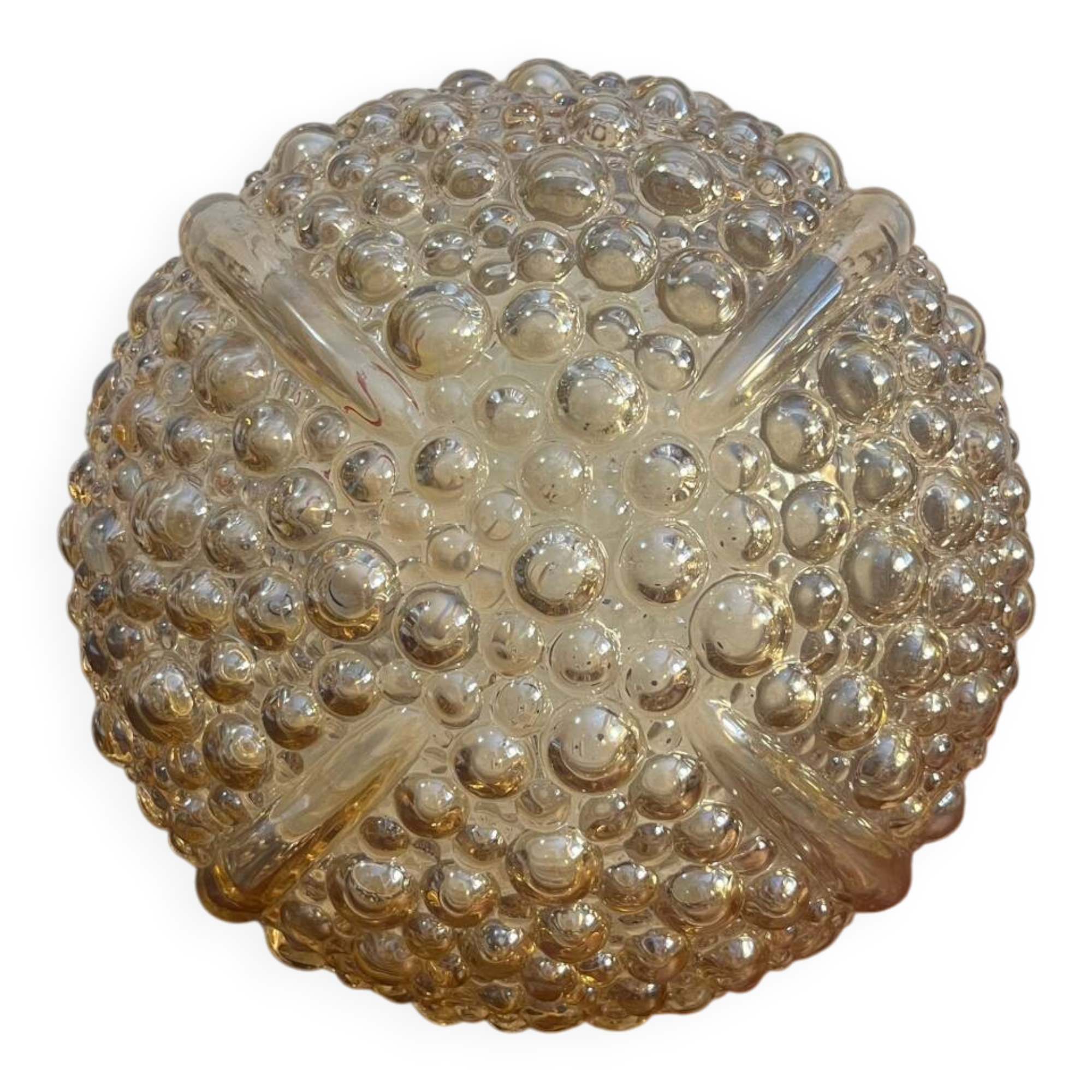 Ceiling light, wall light, bubble, amber glass, 70s