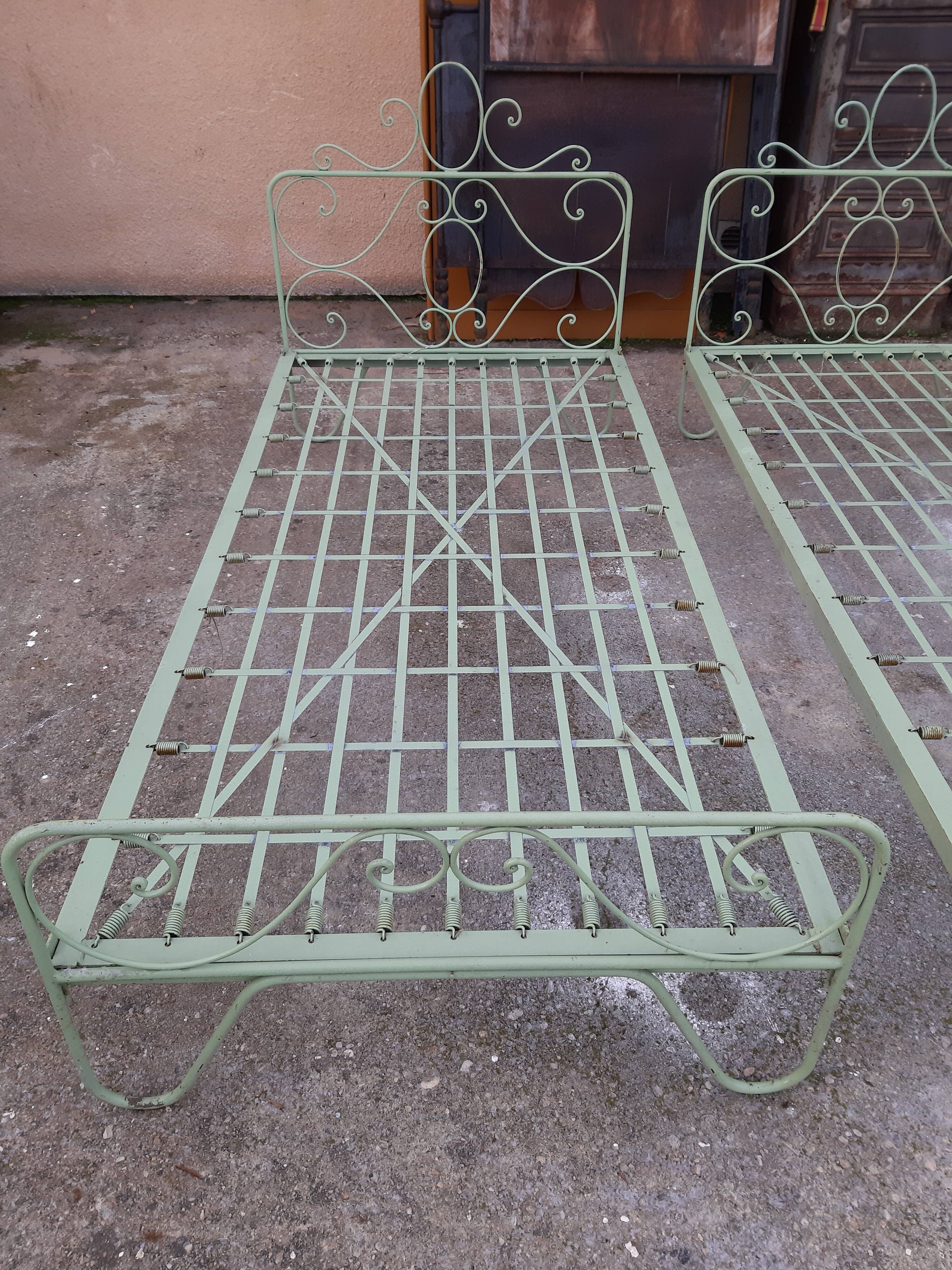 Pair of wrought iron beds 1900