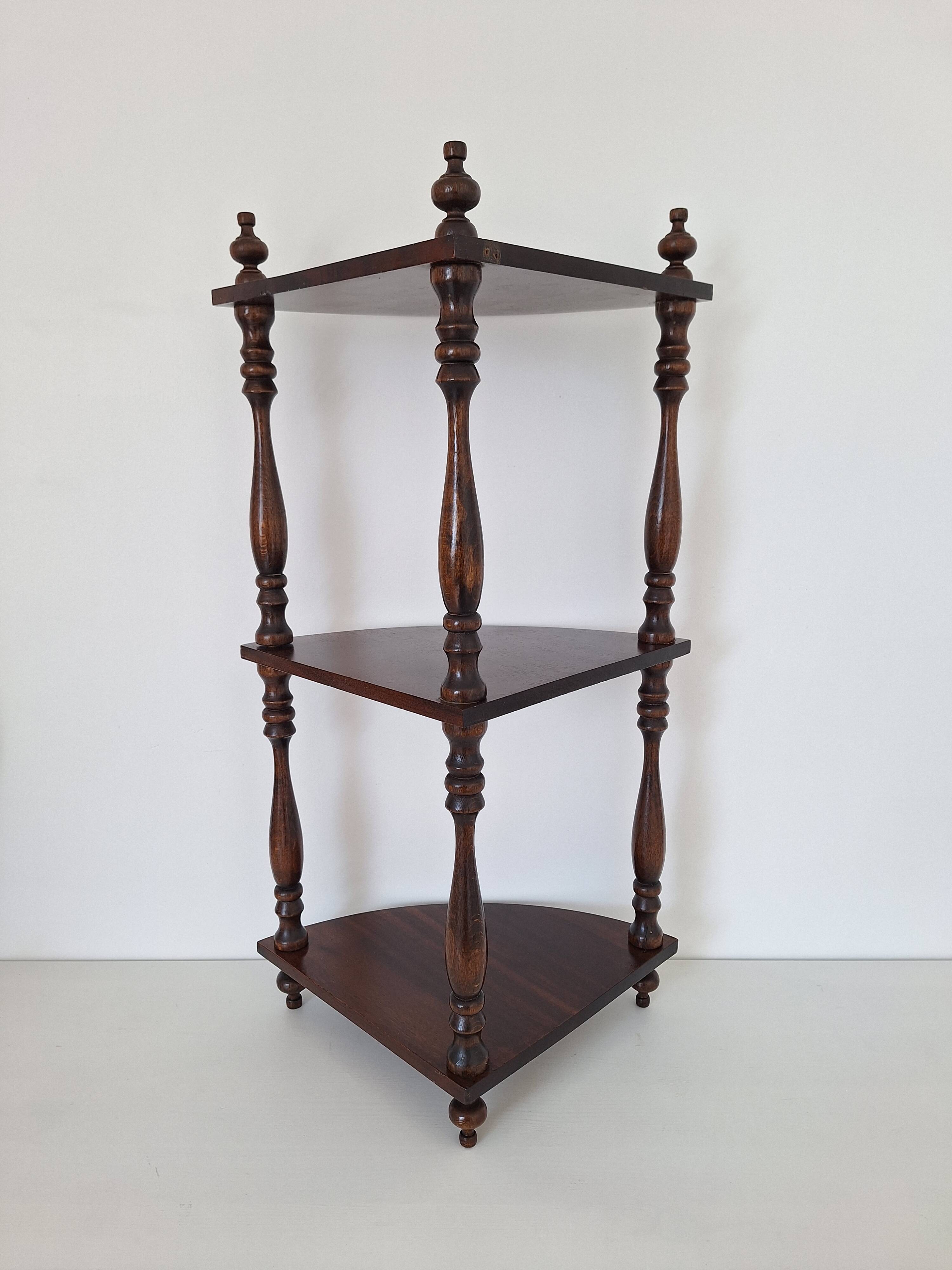 1970s wooden corner shelf