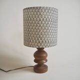 Wooden lamp with fabric shade